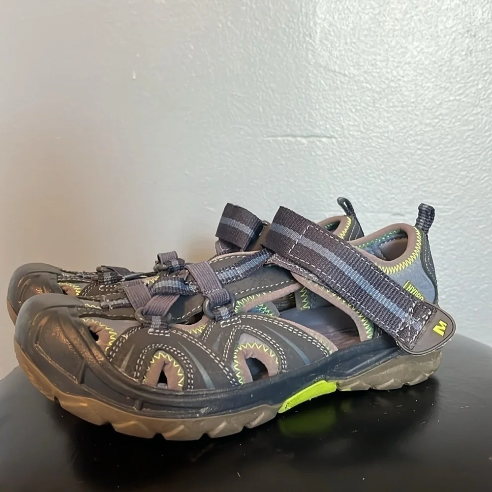 Merrell Hydro Hiker Sandals Boys 2W, leather, gray/blue